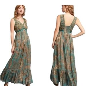 Anthropologie Ranna Gill Beaded Paisley Maxi Dress